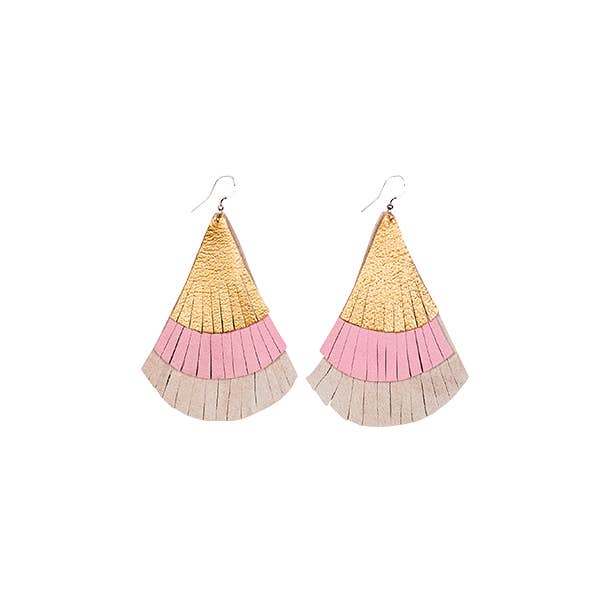 Leather Earrings | Fringes | Tassels | Pink for wholesale by Marysal