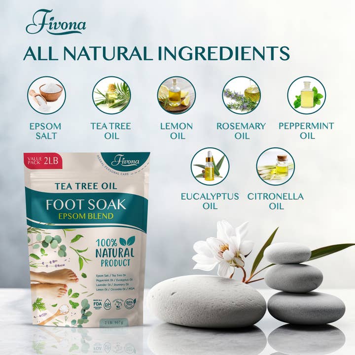 FIVONA - Wholesale Hand/Foot Soak - Tea Tree Foot Soak Epsom Salt with Oils - 2Lb2
