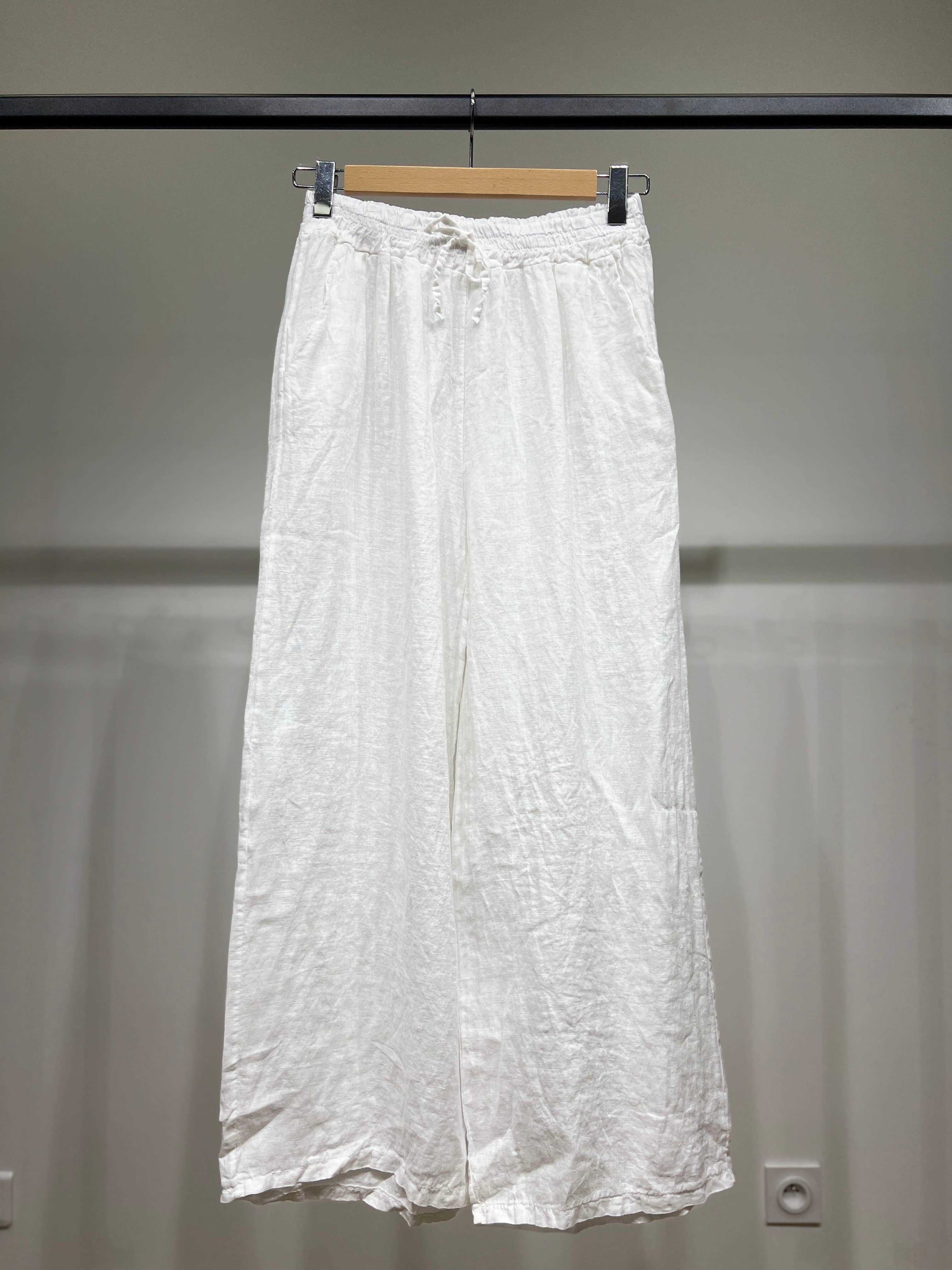 L'Emotion - Wholesale Pants - Women's - Wide Leg Elastic Waist Drawstring Pants 100% Linen3