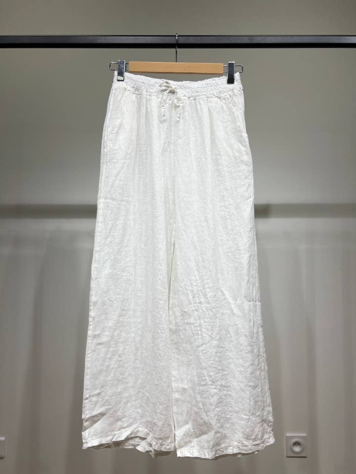 L'Emotion - Wholesale Pants - Women's - Wide Leg Elastic Waist Drawstring Pants 100% Linen2