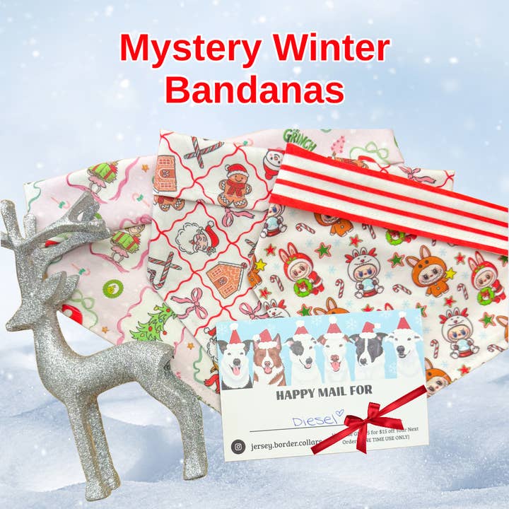 3 Bandane Invernali Misteriose per Cani per la vendita all'ingrosso da parte di Jersey Border Collars
