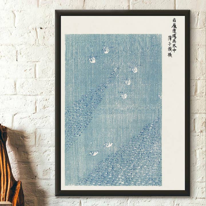 Vintage Wall Graphics - Wholesale Poster - Japanese Woodblock Water Birds Yatsuo no Tsubaki Art Repro