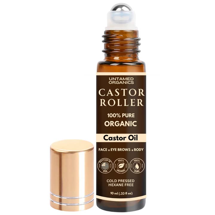 Untamed Organics – wholesale Bad- och kroppsolja – Ekologisk Kallpressad Ricinolja Roller | 10 ml Glasflaska