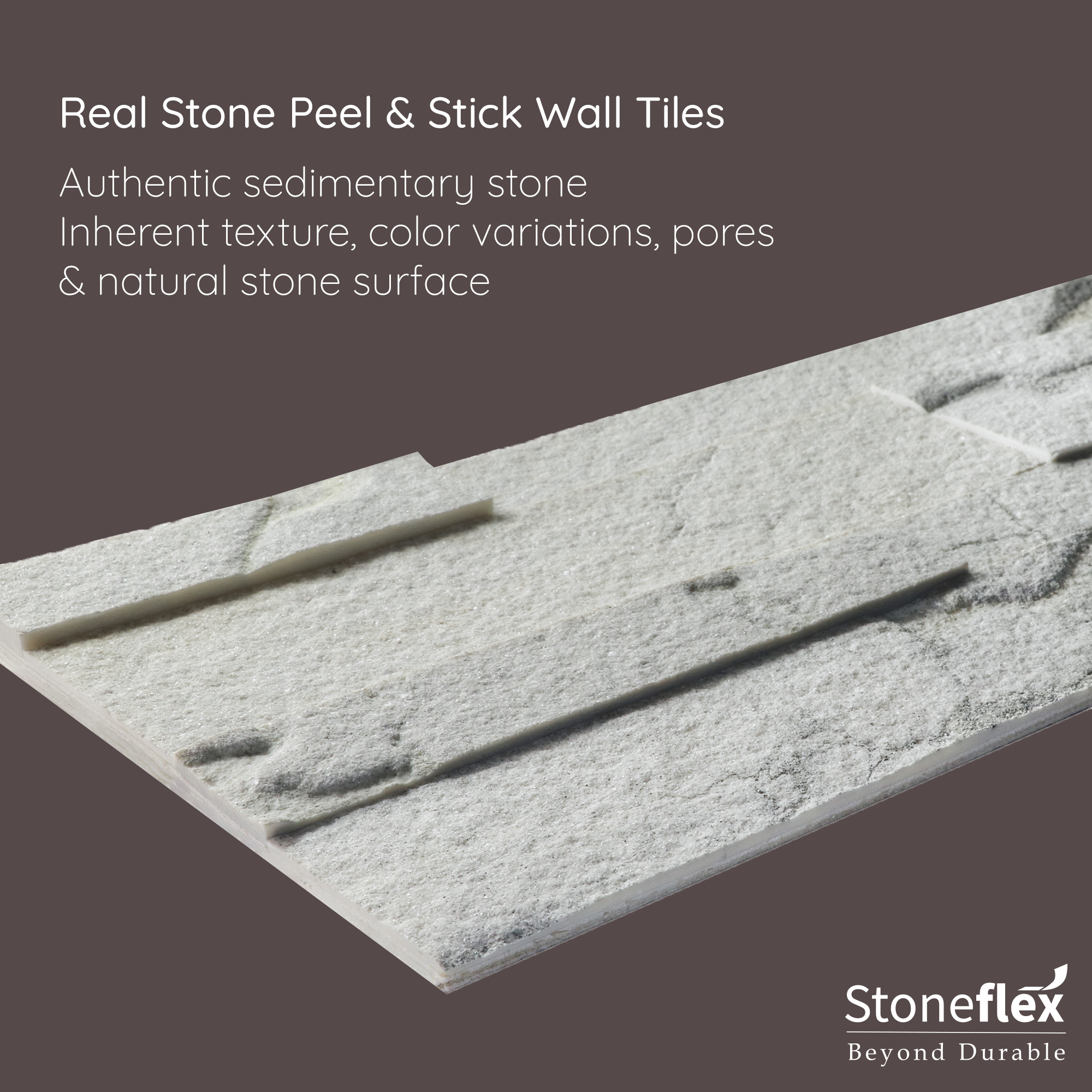Stoneflex - Wholesale Wall Tile - Pearl Bush - Self-Adhesive 3D Peel & Stick Real Stacked Stone Tiles [Pack of 10]2