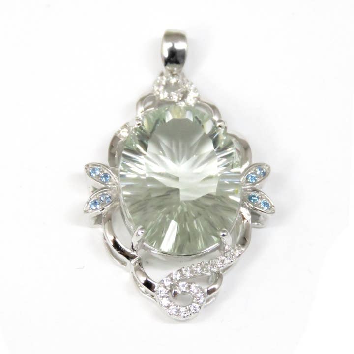 Starburst-Cut Green Amethyst & Spinel Art Nouveau Pendant for wholesale by Twan Kee Jewelry