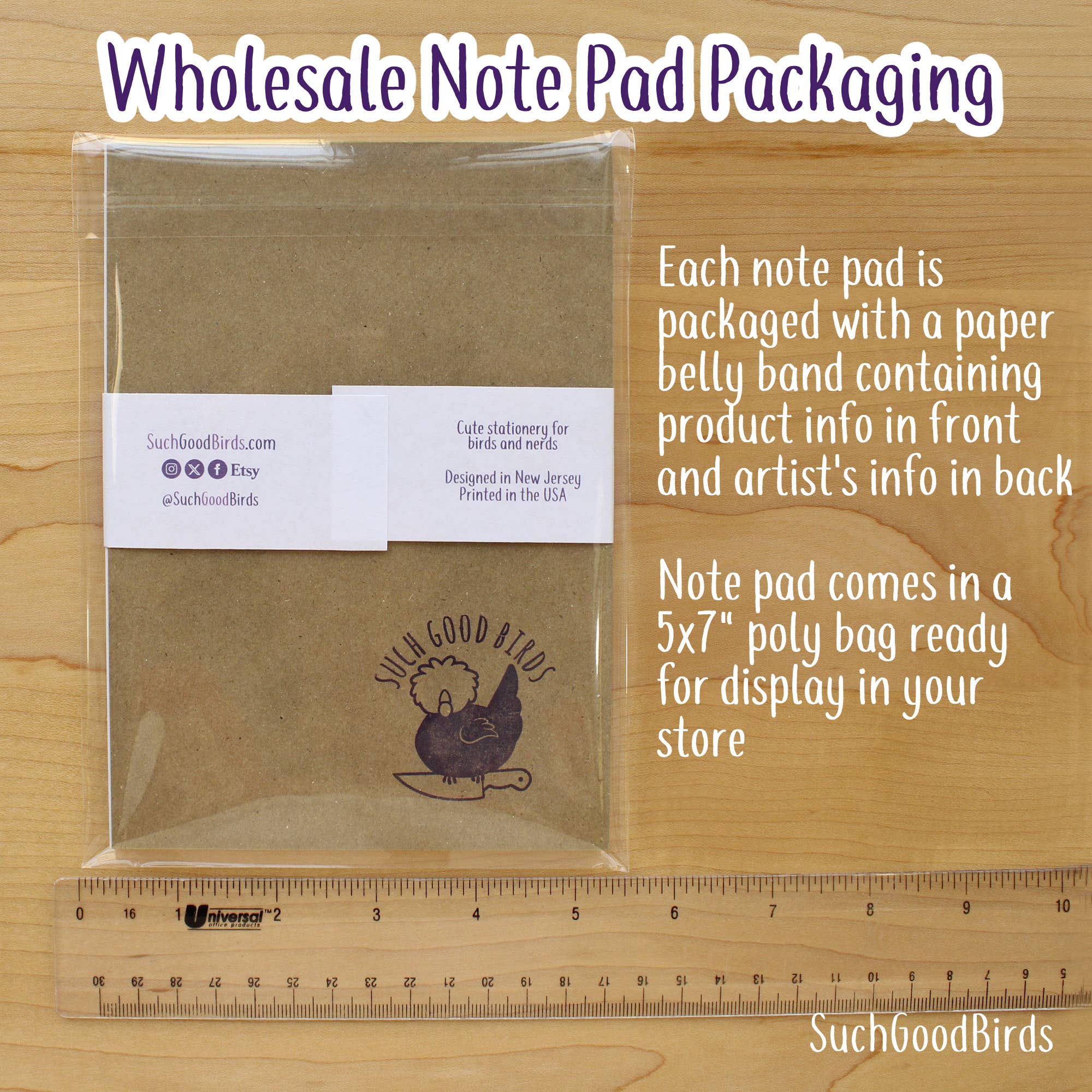 Such Good Birds - Wholesale Notepad - Boston Seagull Tea Party 5"x7" Note Pad - Love From Boston5