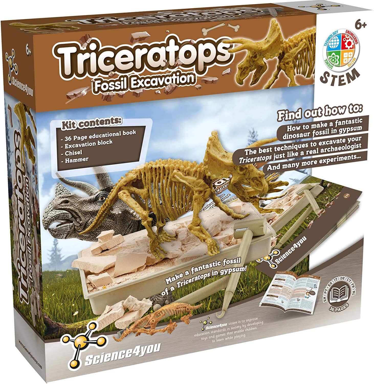 Science4you - Wholesale Toy Set - Kids - Triceratops Fossil Excavation - Toy for Kids (8 languages)6