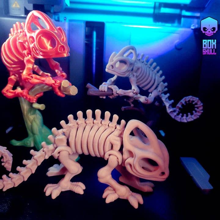 Great American Designs - Venta al por mayor Pelota antiestrés - Niños - Camaleón Esqueleto Articulado, Juguete Flexible Impreso en 3D9