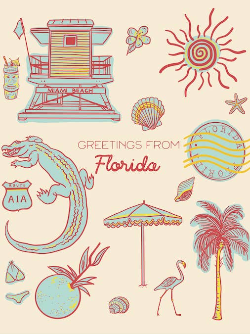 Stampa collage Saluti dalla Florida per la vendita all'ingrosso da parte di artxnikki