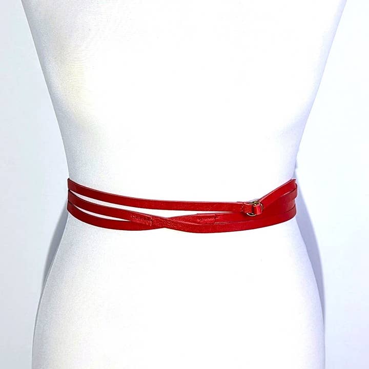 Tempest Designs - Wholesale Belt - Women's - Luxury leather wrap around belt with stitched elements and loop through buckle