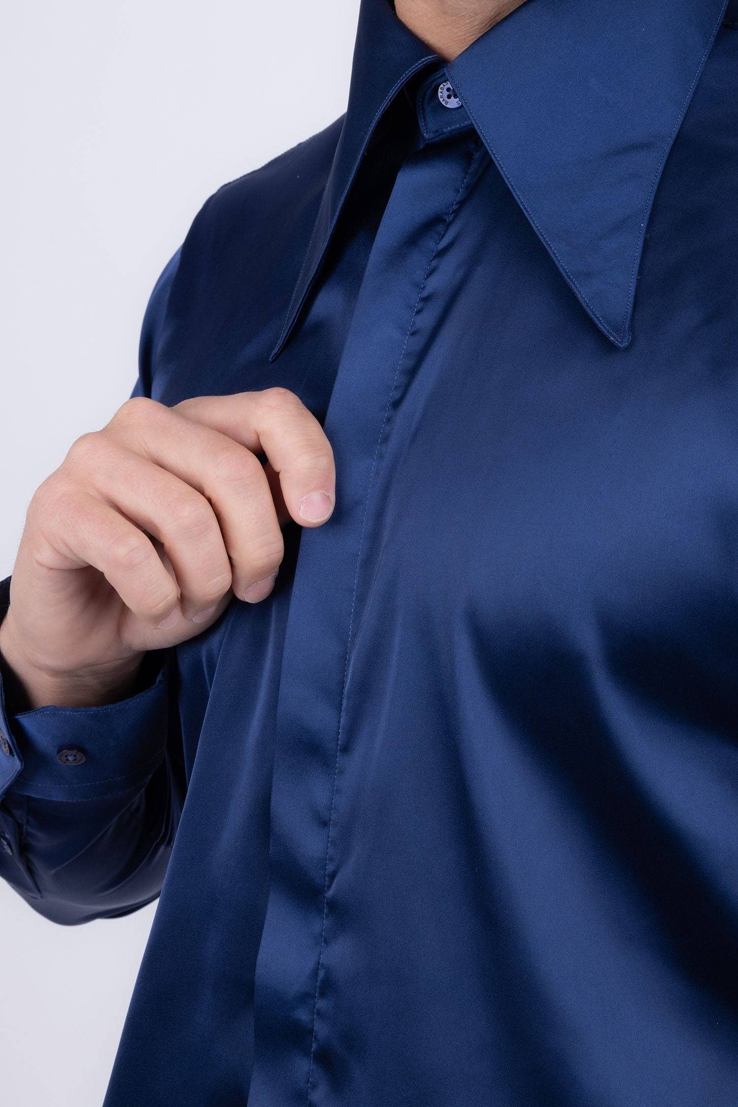 BARABAS - Wholesale Button Down Shirt - Men's - Men's Spear Point Shiny Long Sleeve Shirt 4B10214