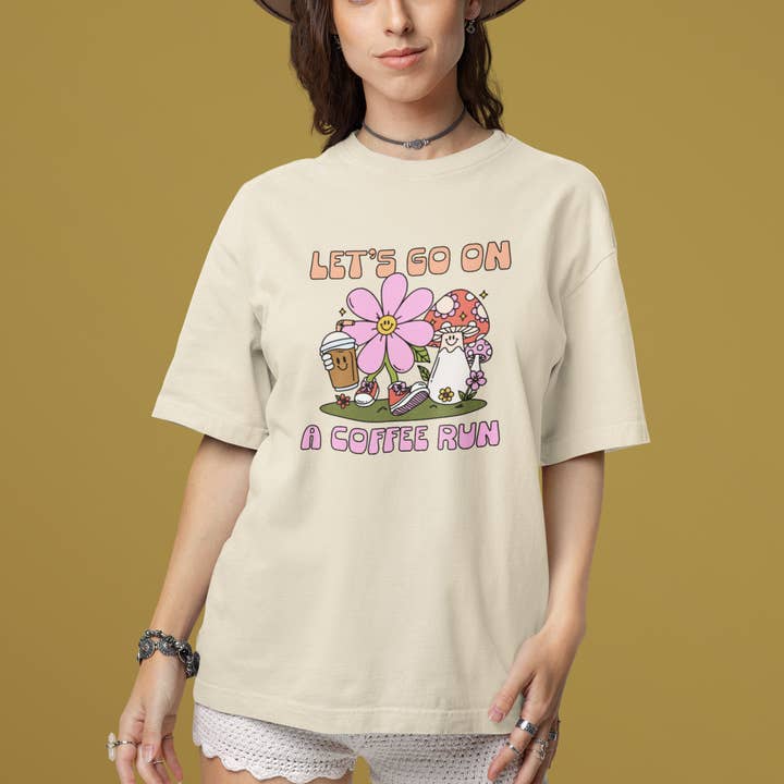 Lets Go On A Coffee Run Graphic Tee for wholesale by amarieacreates