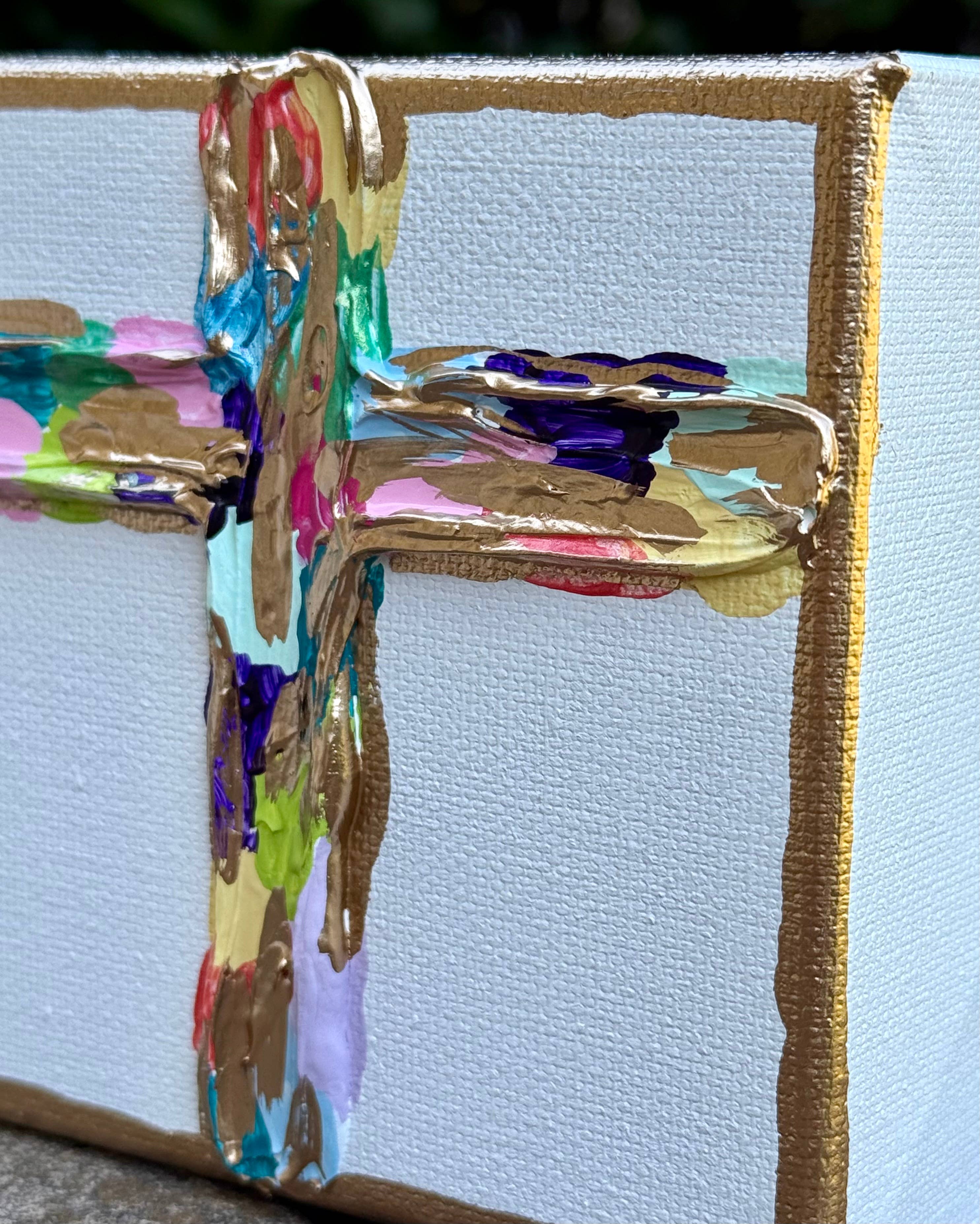 Framesaplenty - Wholesale Decorative Tabletop Object - Multicolored textured cross canvas3