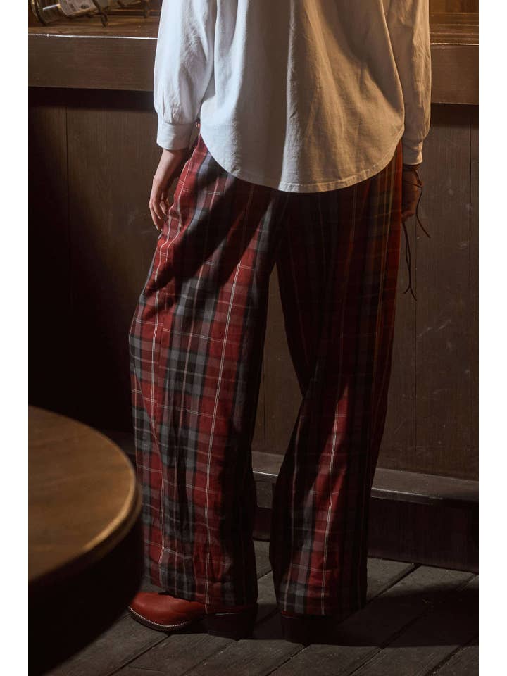 J.O.A - Wholesale Pants - Women's - PLAID ELASTIC WAIST LOUNGE PANTS8
