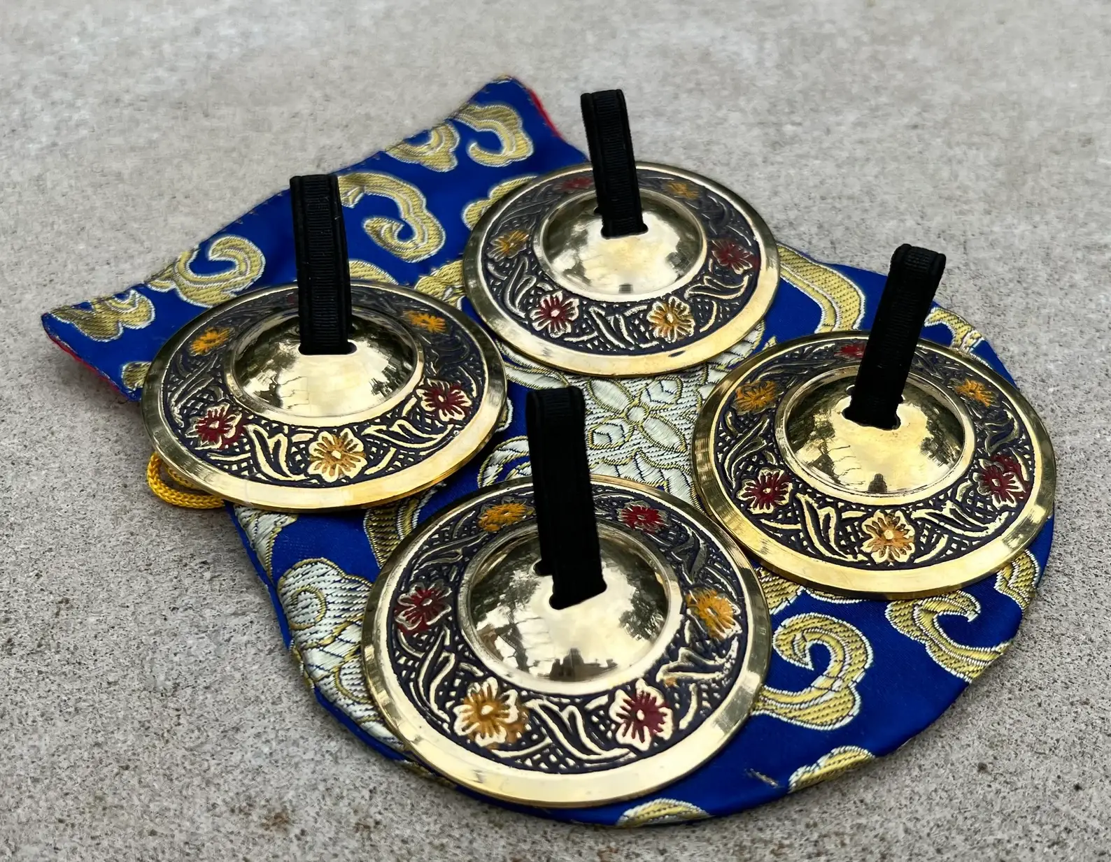 Lungta Imports – wholesale Musical instrument – 2 Pairs Brass Floral Finger Cymbals Zills for Belly Dance16