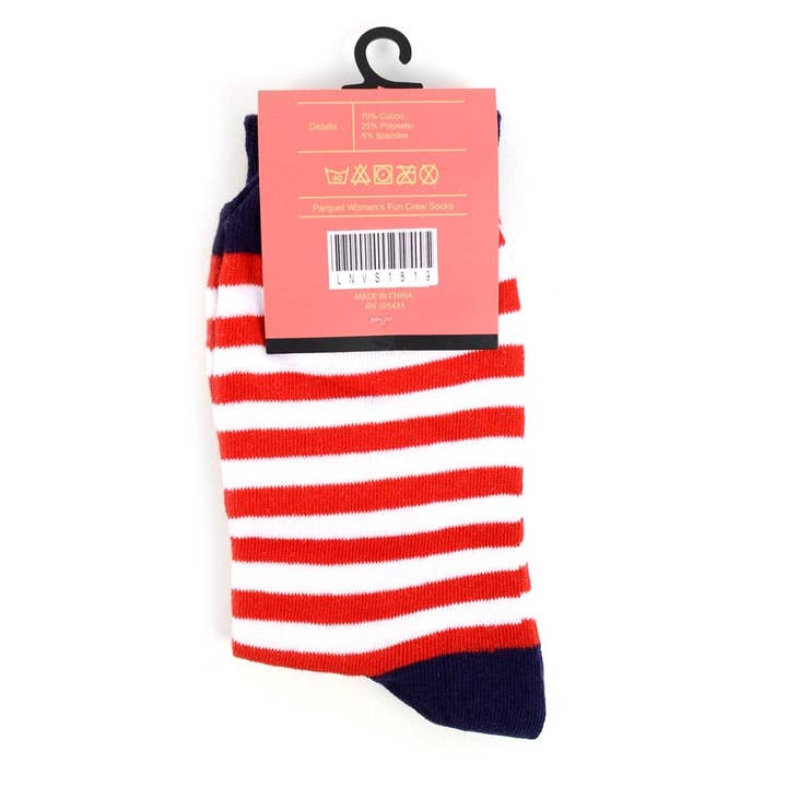 Selini New York - Wholesale Socks - Women's - Women's Red & White Stripes Novelty Socks
