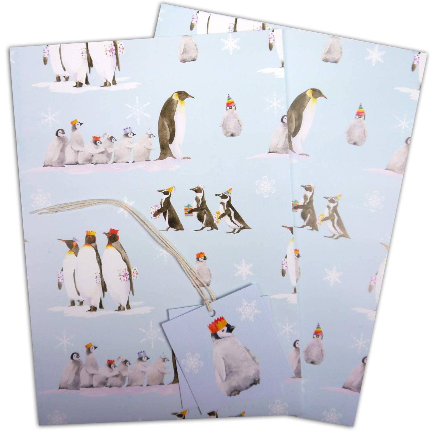 The Arty Penguin - Wholesale Flat Wrap - Penguin Christmas Wrapping Paper1