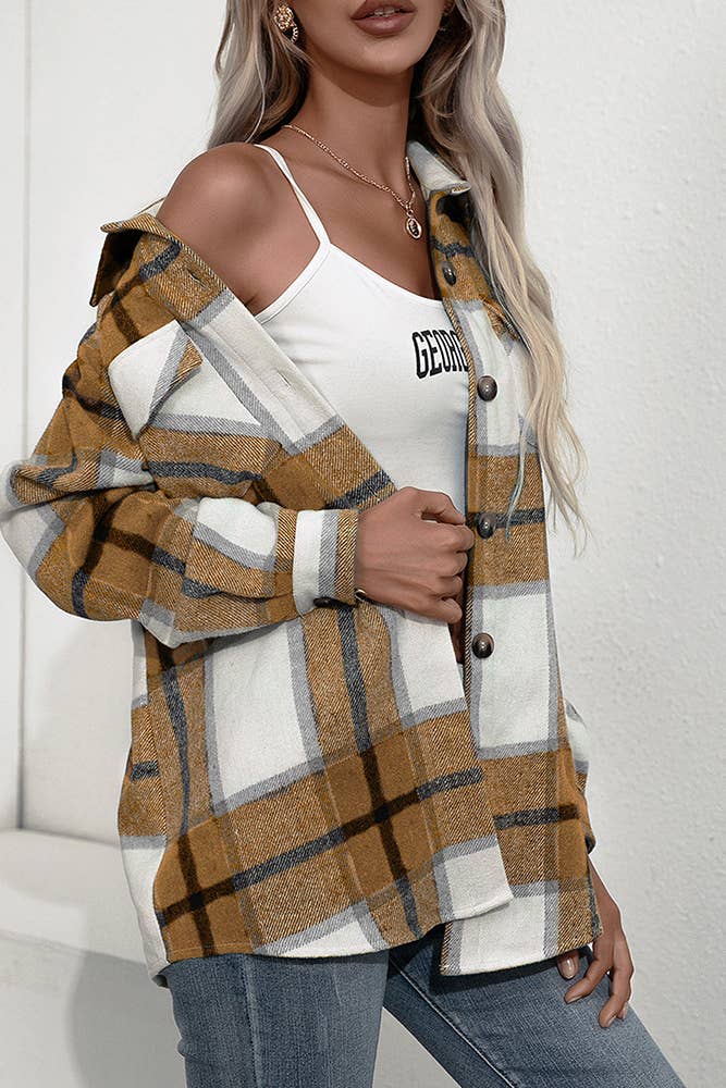 UNISHE - Wholesale Shirt Jacket/Shacket - Women's - TOPW439 Plaid Flannel Shacket Jacket24