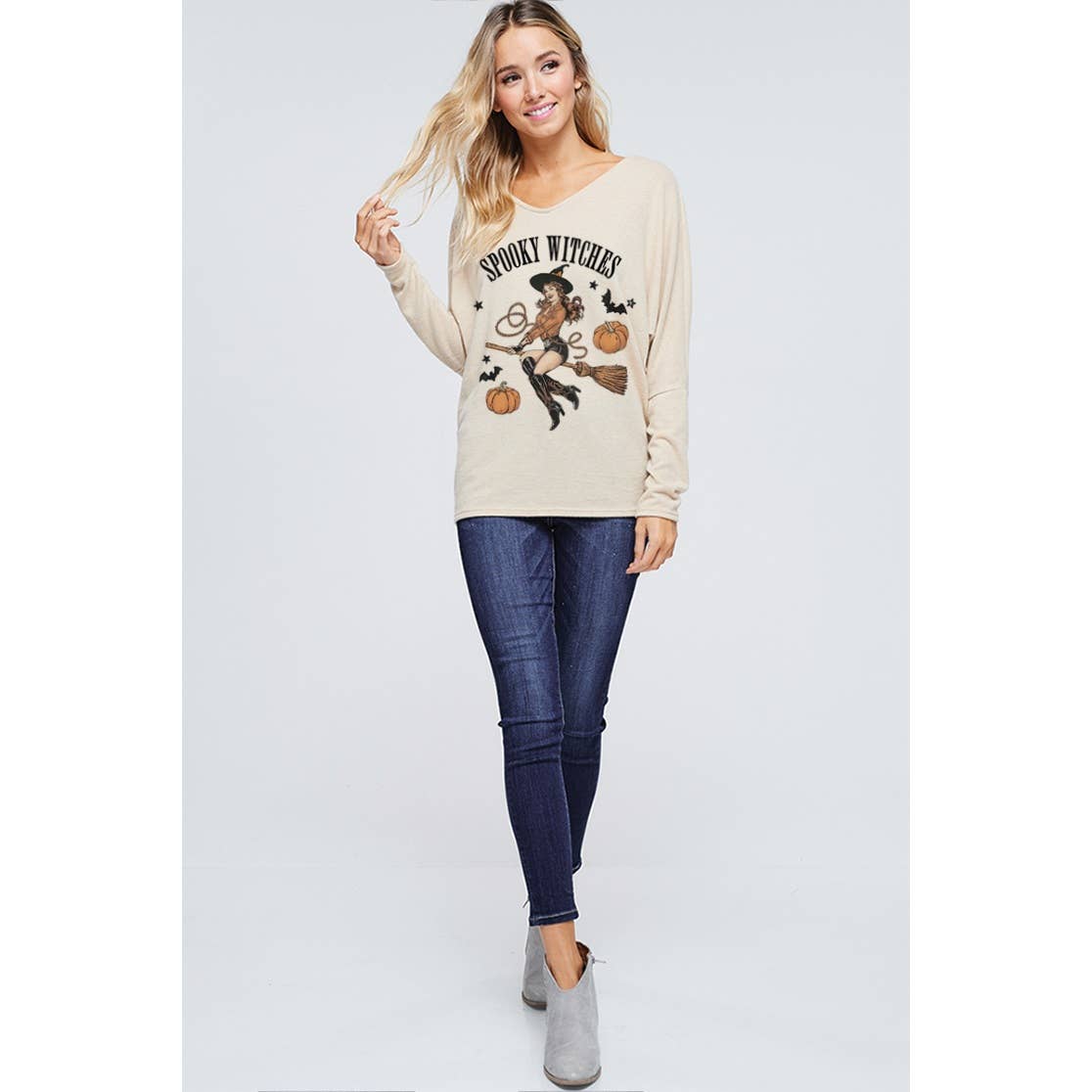 Phil Love - Venta al por mayor Camiseta serigrafiada - Mujer - Top con cordones en la espalda y estampado de brujas espeluznantes7