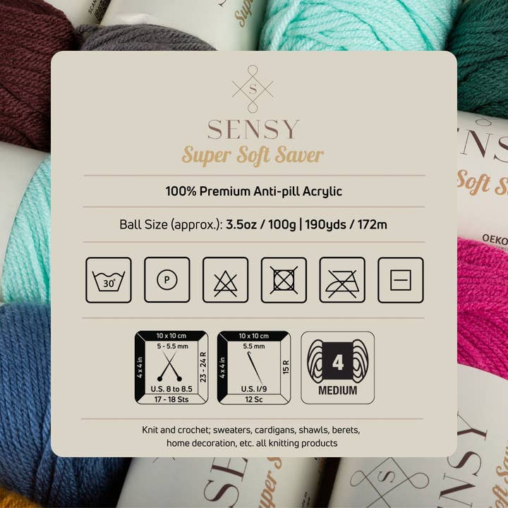 Sensy - Wholesale Yarn - Sensy Super Soft Saver Yarn, 3.5 oz, 190 Yards, Gauge 4 Medium21