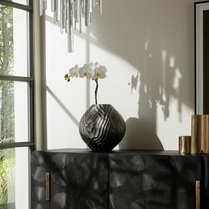 Metal Modern Hammered Textured Vase - Dark Silver, 22 in. for wholesale by Sagebrook Home