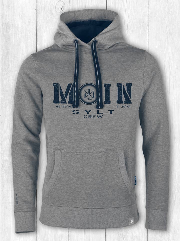 Hættetrøje Finn „MOIN SYLT“ — GRÅ for engroshandel hos SEEKRAFT