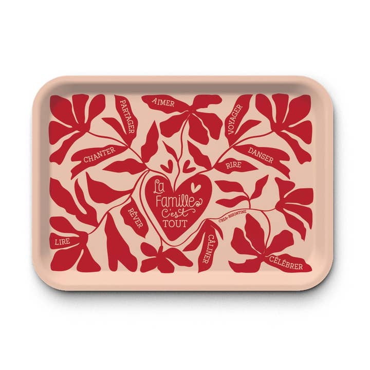 Rechteckiges Krafttablett Family is everything 42x30 cm für den Großhandel von Hirondelle & Cie