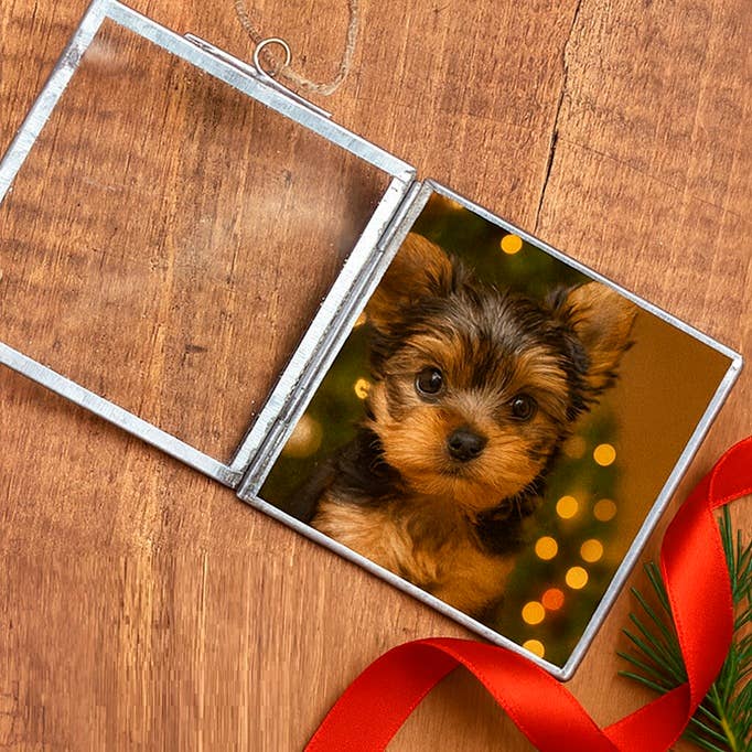 Factory Direct Craft – Engroshandel Julepyntsæt – Vintage look sølv jern & glasramme mindeornament1