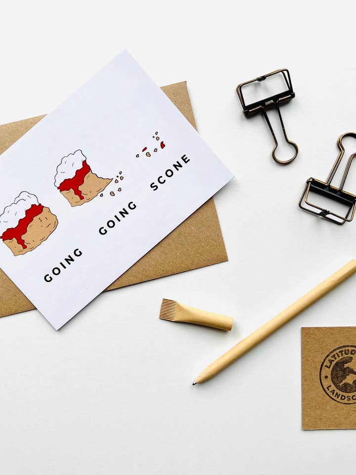 Going Going Scone (C) - Cream Tea Collection - Card/Postcard for wholesale by Latitude 50 Living