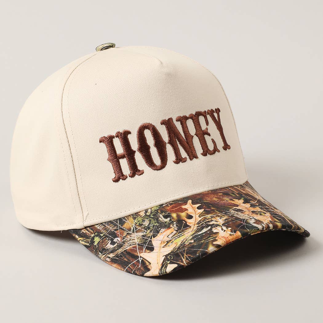 Fashion City - Wholesale Trucker Hat - Unisex - HONEY Lettering Embroidery Camo Two-Tone Cap17