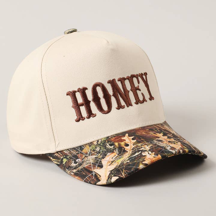 Fashion City - Wholesale Trucker Hat - Unisex - HONEY Lettering Embroidery Camo Two-Tone Cap17