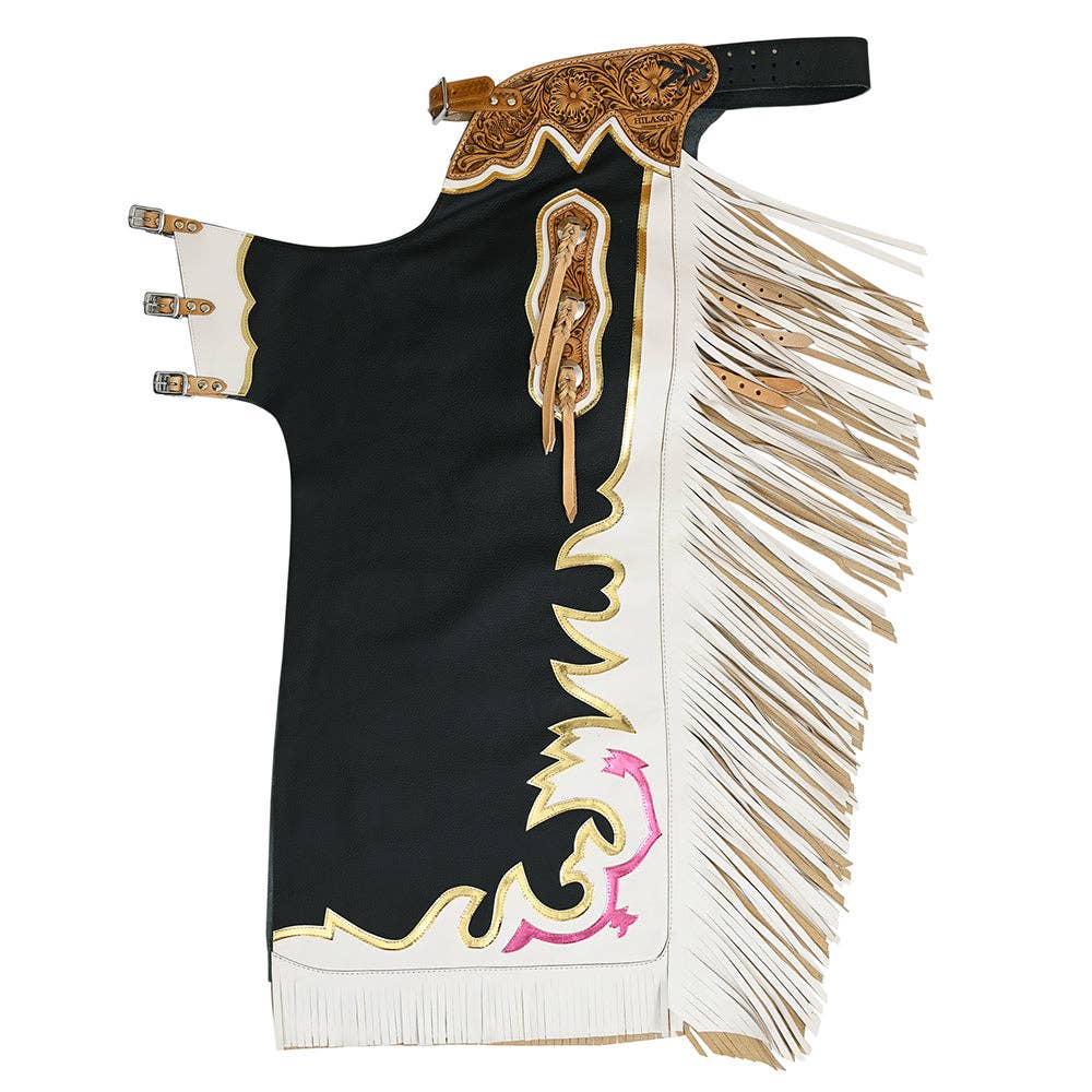 HILASON - Wholesale Horseback Riding Gear - HILASON Western Horse Bull Riding Safety Leather Protective Vest & Rodeo Chaps Combo4