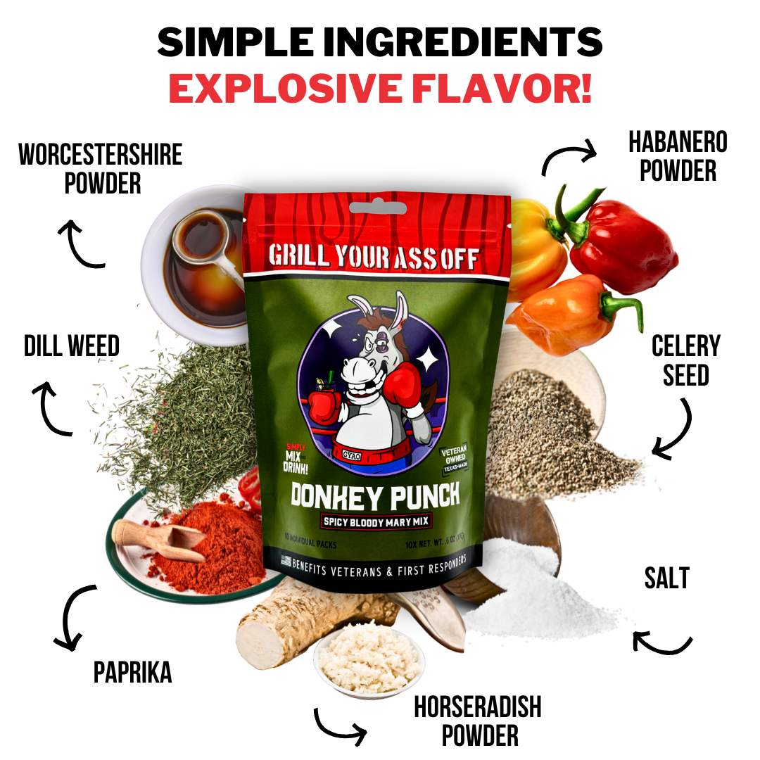 Grill Your Ass Off - Spices, Rubs, Seasonings, Sauces, Jerky - Wholesale Rub - Donkey Punch Spicy Bloody Mary Mix -Hot & Spicy2