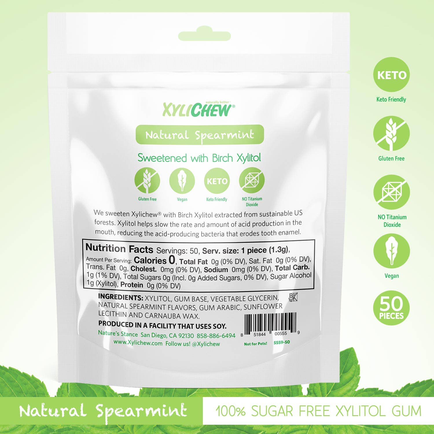 Certs - Vente Chewing-gums - Xylichew Sacs à gomme à la menthe verte - 50 carats1