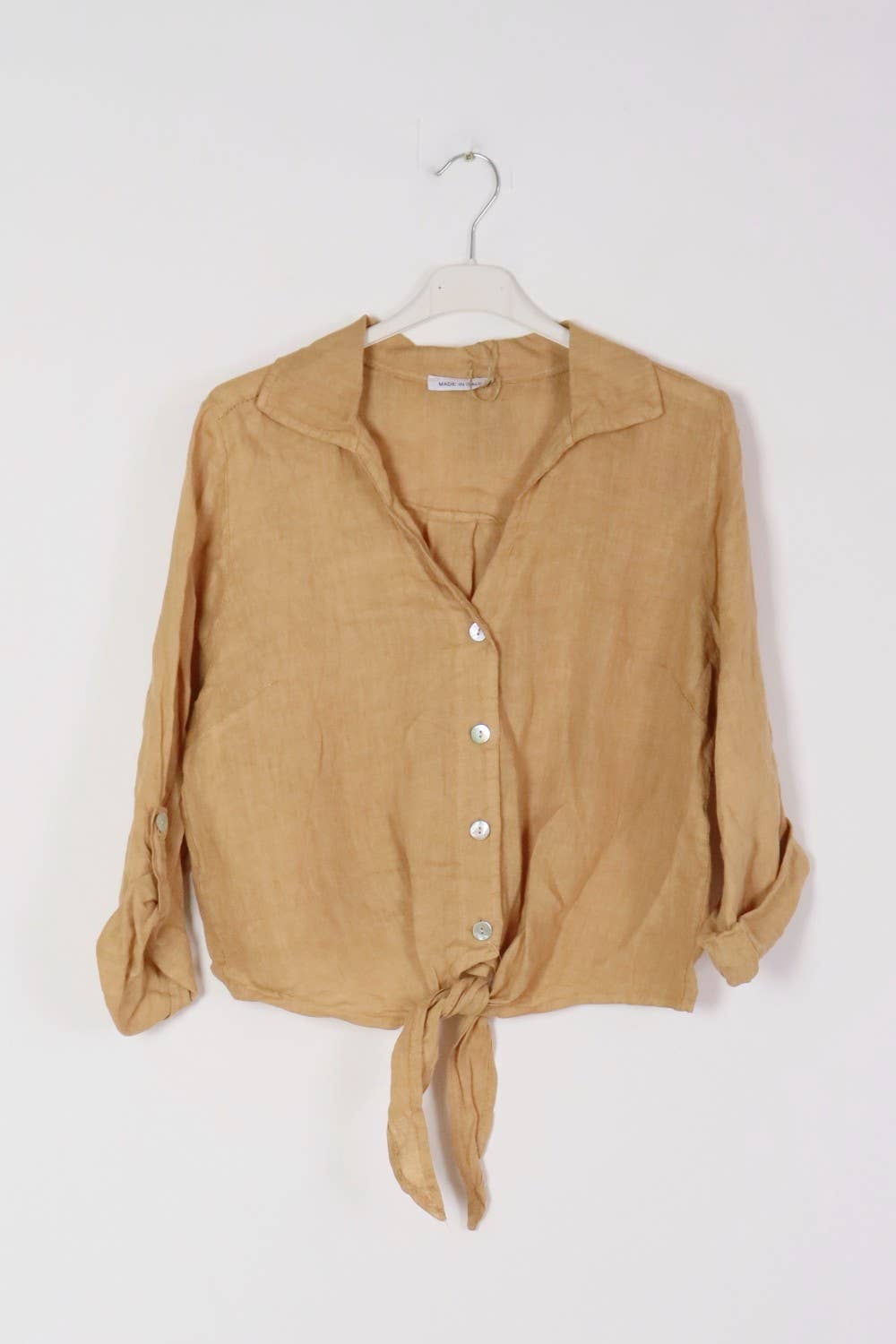 LÉA & LUC - Venta al por mayor Camisa con botones - Mujer - Camisas anudadas a la cintura en 100% lino REF. 220257