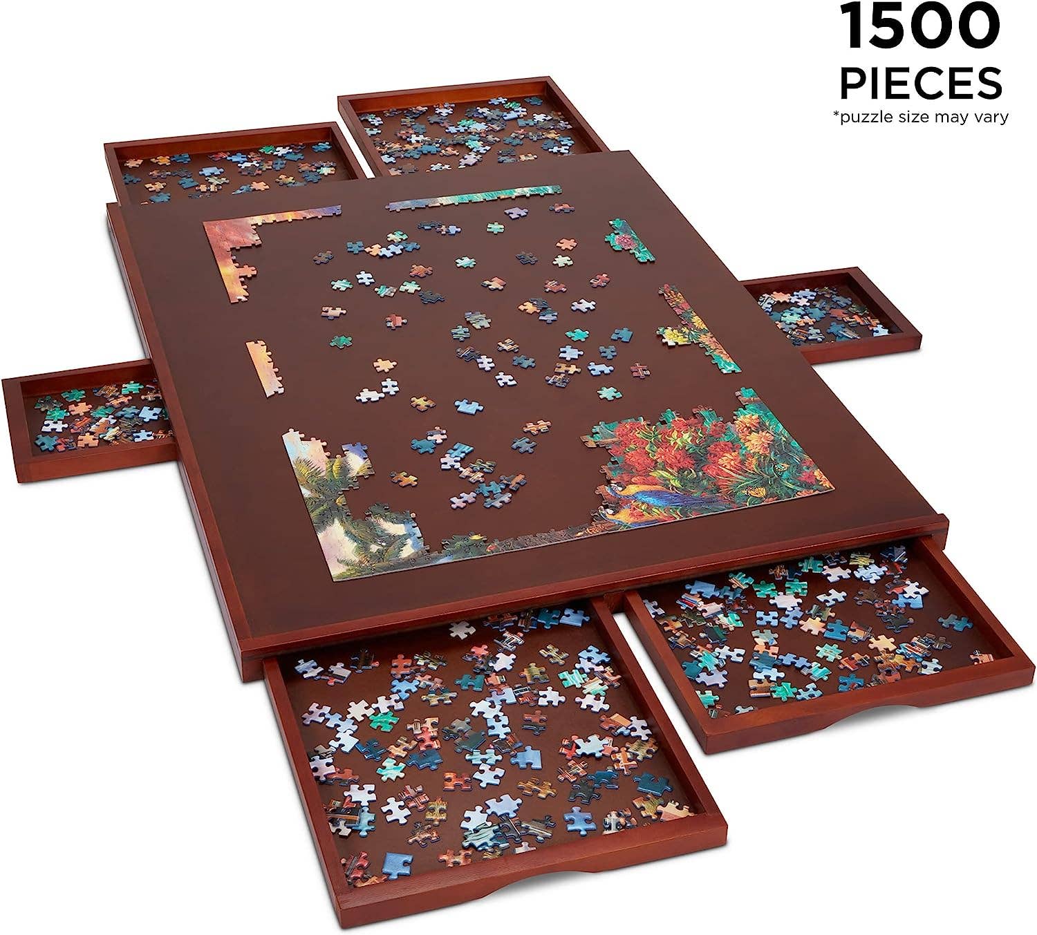 Jumbl – Großhandel Puzzle - Erwachsene – 1500-teiliges Puzzletafel aus Holz, 27 Zoll x 35 Zoll mit Deckel1