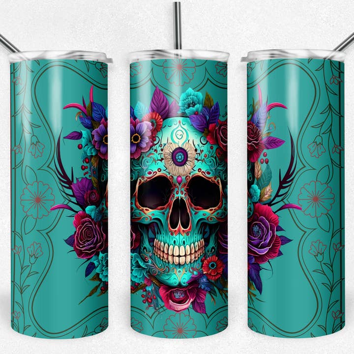 Gobelet floral abstrait Skull pour la vente par FloBama Girls Wholesale