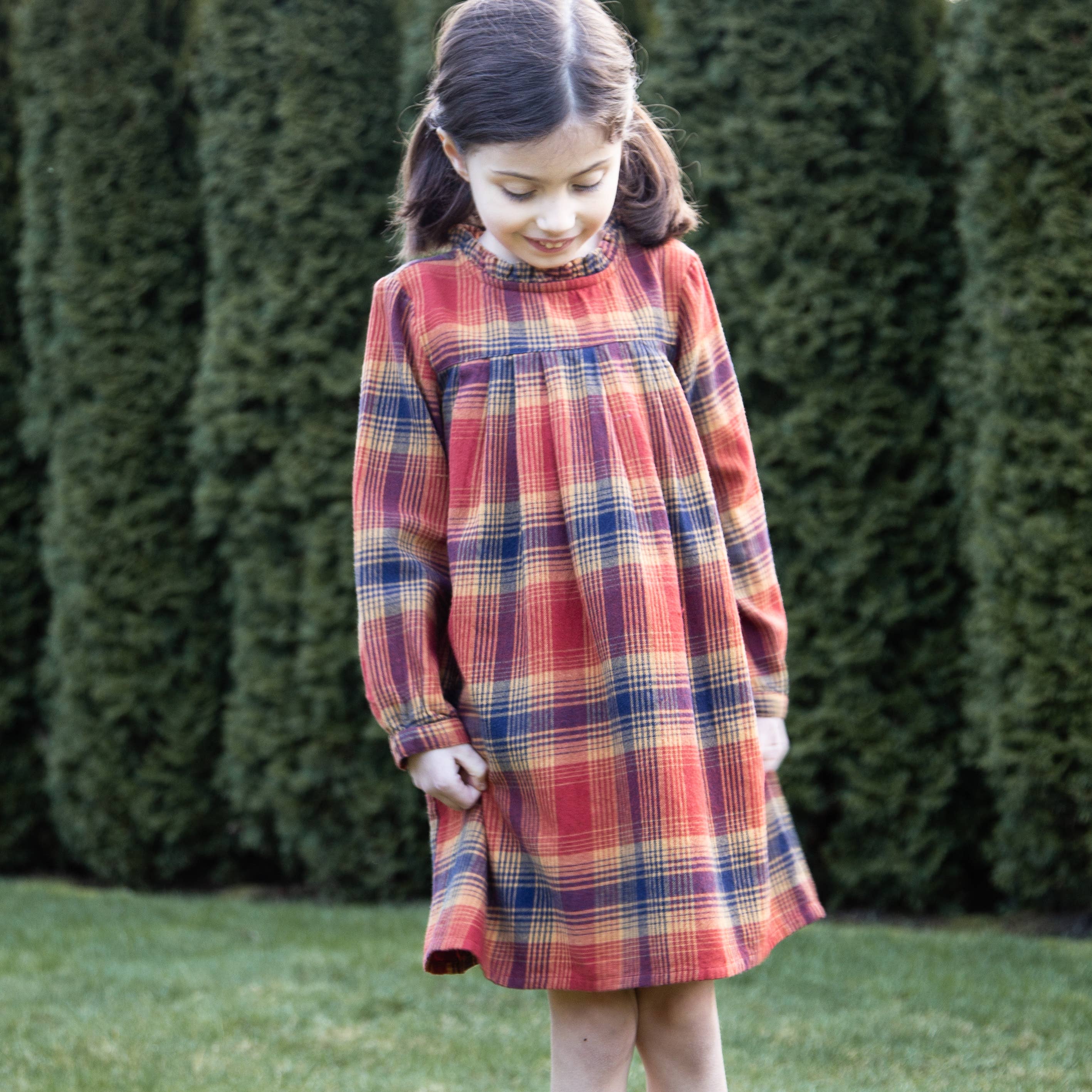 Beet World - Wholesale Dress - Kids - Myrtle Dress | Orange Winter Plaid1