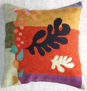 natural habitat - Wholesale Throw Pillow Cover - Pillow Chainstitch 18" Matisse Border2