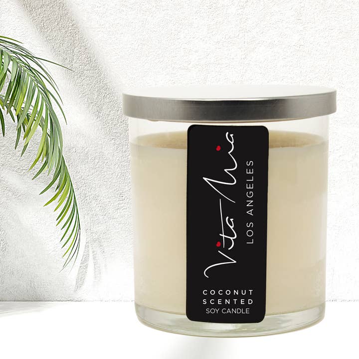 Coconut Scented Soy Wax Candle for wholesale by Vita Mia