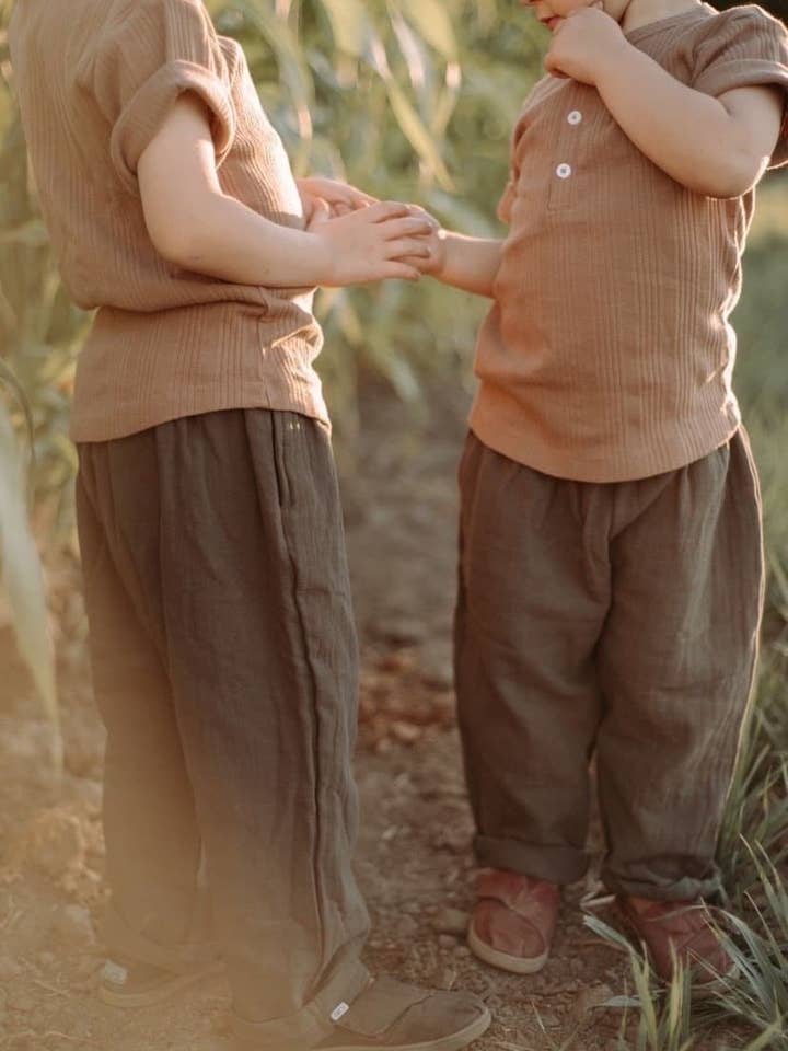 Bohdi pants | charcoal for wholesale by Wolfie Kids