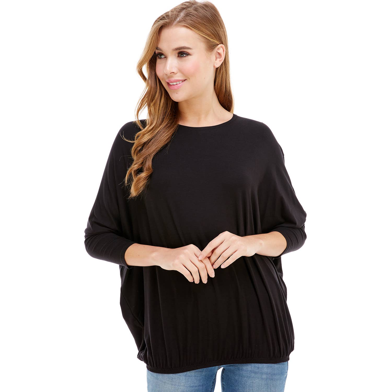 Azules Clothing - Wholesale Tunic - Women's - ATP-2309RS-DOLMAN Sleeve Elastic Bottom Hem Tunic45