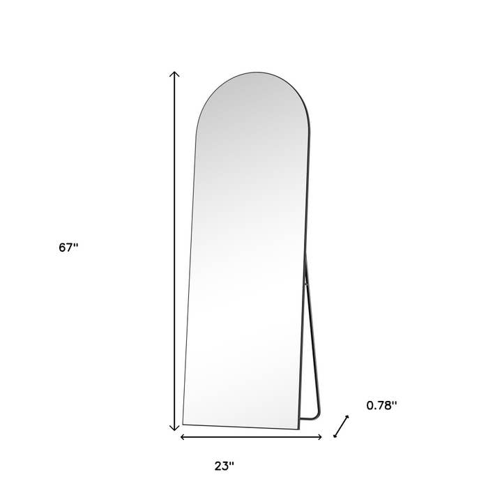 HomeRoots - Wholesale Vanity mirror - 67" Black Metal Arch Freestanding and Wall Mount Framed Full Length Mirror2