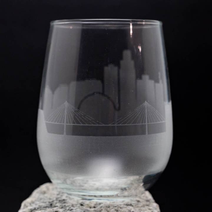 Omaha, Nebraska Skyline Wine Glass for wholesale by Urban & Etched