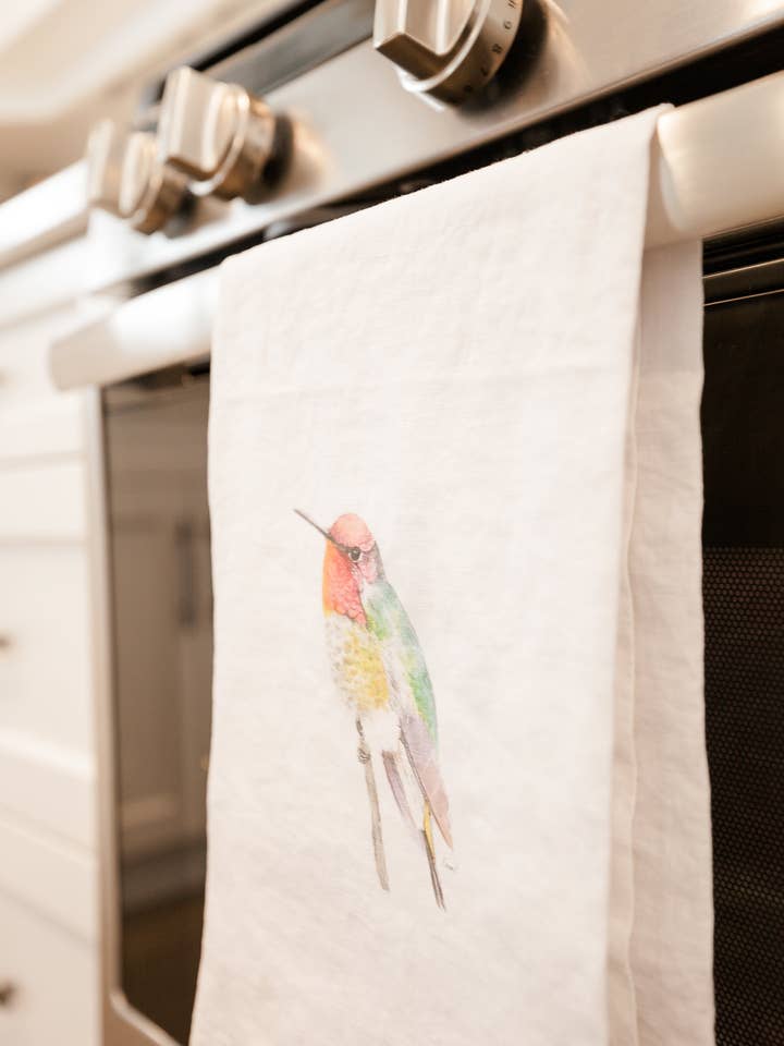 Torchon en lin français Anna's Hummingbird pour la vente par Studio on Tenth