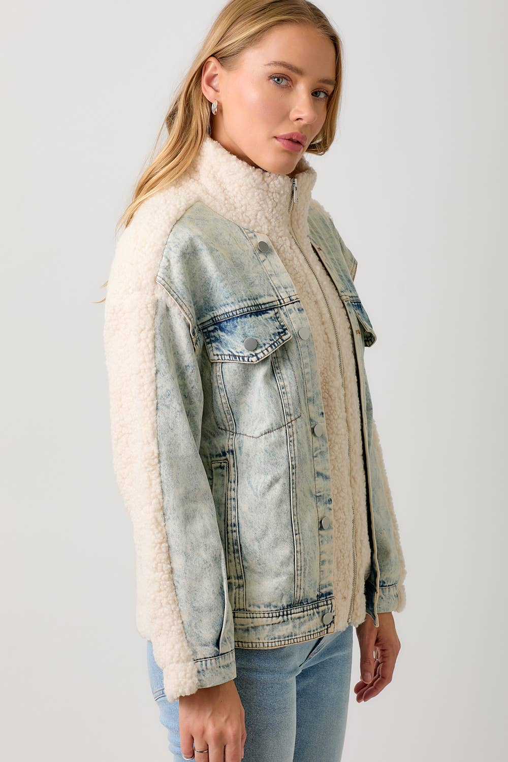Mystree - Wholesale Spijkerjack/spijkerjas - Dames - 60716 Denim Gemengde Sherpa Jas20