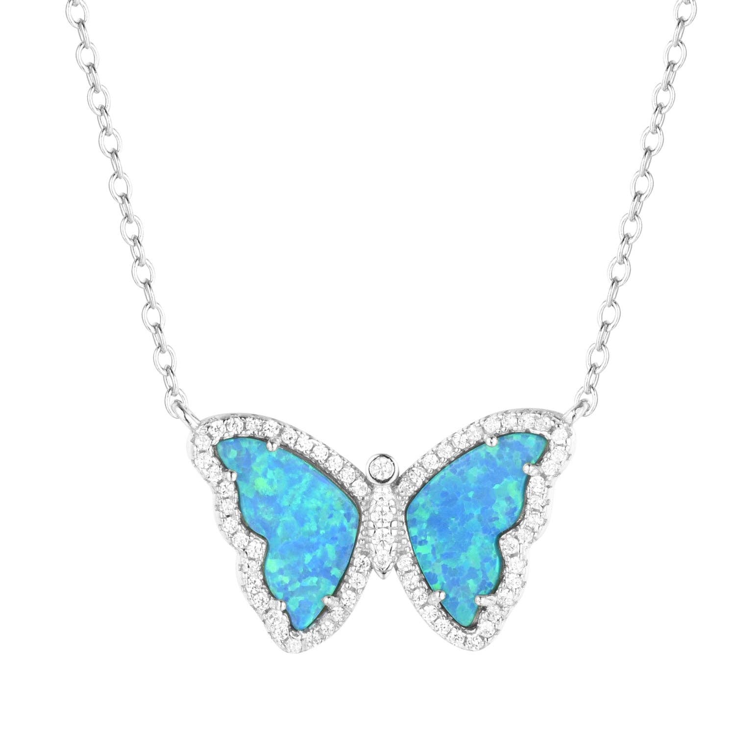 Kamaria Jewelry - Wholesale Pendant/Charm Necklace - Opal Butterfly Necklace With Crystals65