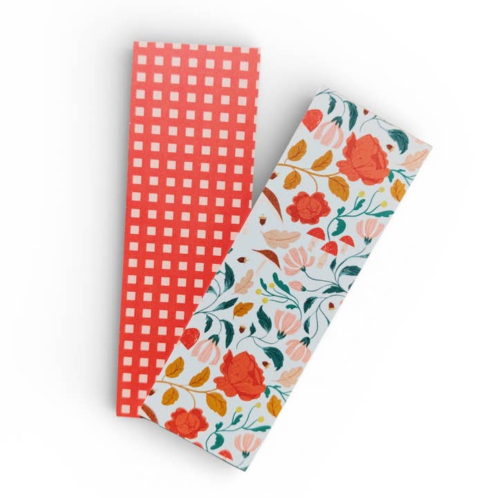 Marque-page en papier à motifs | Floral de la forêt - Crème pour la vente par Olive & Company