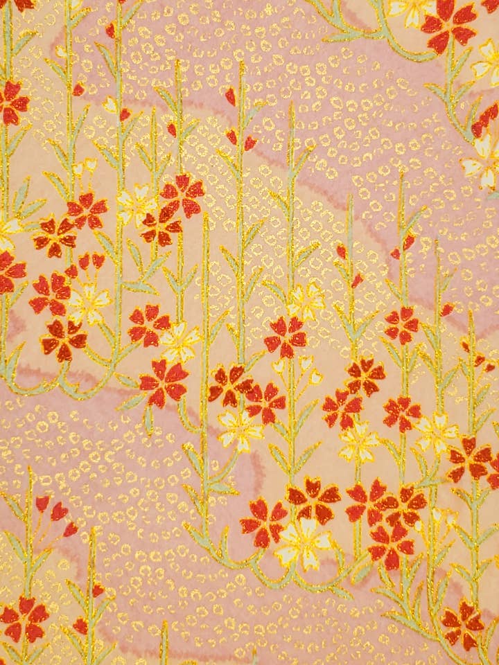 Kirara Yuzenshi Chiyogami : Rose clair, Pêche, Or pour la vente par Aitoh Company