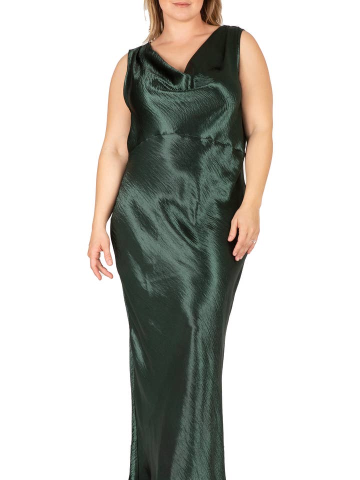 Women's Plus Size Cowl Neck A-line Sleeveless Maxi Dress for wholesale by Standards & Practices